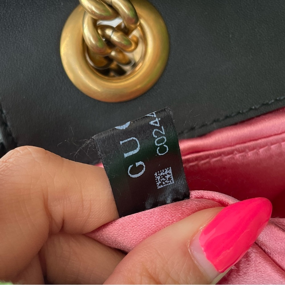 **SOLD**Gucci Velvet Matelasse Mini GG Marmont Shoulder Crossbody Bag Black - Picture 13 of 16